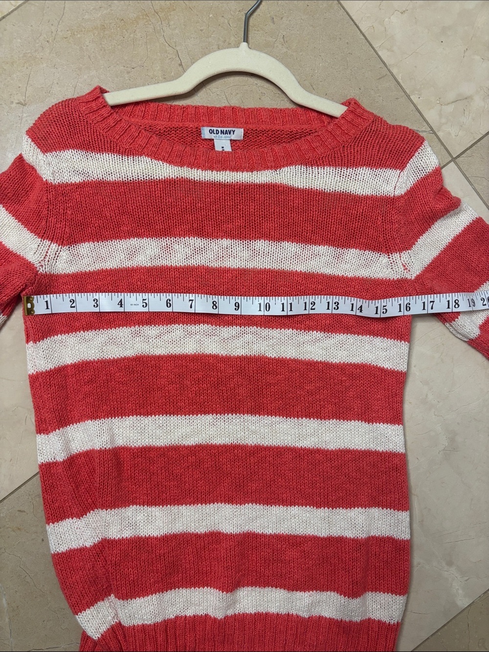 ⭐️ Old Navy Orange & Cream Striped Boatneck Sweater - size M - Picture 3 of 4